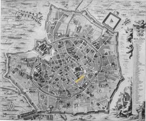 Milaan (Contrada Larg(h)a in geel), Daniel Stoopendaal 1704